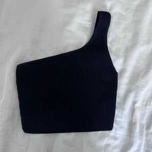 Babaton Black Ribbed Knit Top